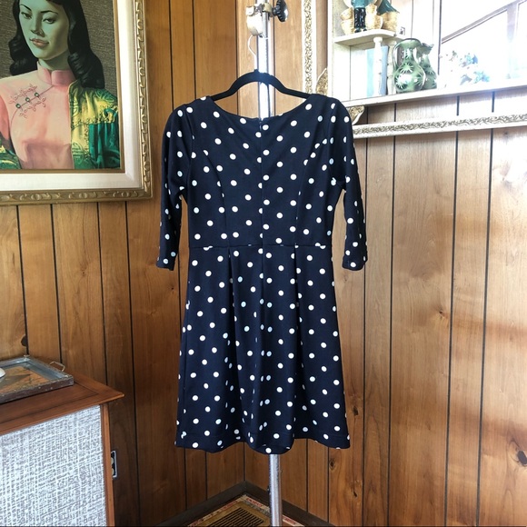 Romy Navy Polka Dot Wiggle Dress - Picture 3 of 4